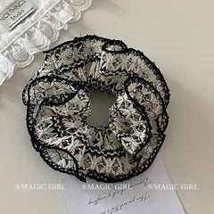 French Style Black White Boucles Knit Scrunchies Hairband Exquisite Hair Tie for Women Elegant Versatile Hair Accessories