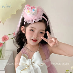 Girls Princess Style Rabbit Letter Tulle Slim Headbands Fashion Sweet Wholesale in Stock Hairbands Accessories for Children Use