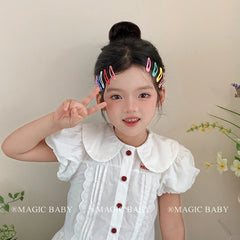 Children Candy Color Dots Grid Solid Color Small Snap Clips Sweet Fashion Cute Wholesale in Stock Hairpins Accessories for Kids