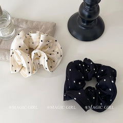 Elegant Vintage Scrunchies Girls Chic Hair Ties Solid Color Dot Accessory for Women Fashionable Chic Hair Accessories