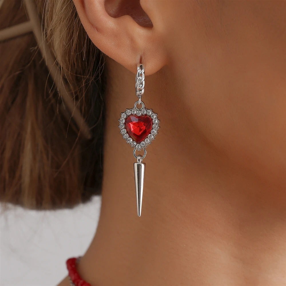 Fashion Glitter Rhinestone Heart Shaped Necklaces for Girls Trendy Earrings Jewelry Sets Suits for Women Ladies Accessories