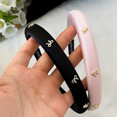 Solid Color Bowknot Lustrous Head Band for Girls Simple Minimalistic Hair Band for Women Ladies Hair Accessories in Stock