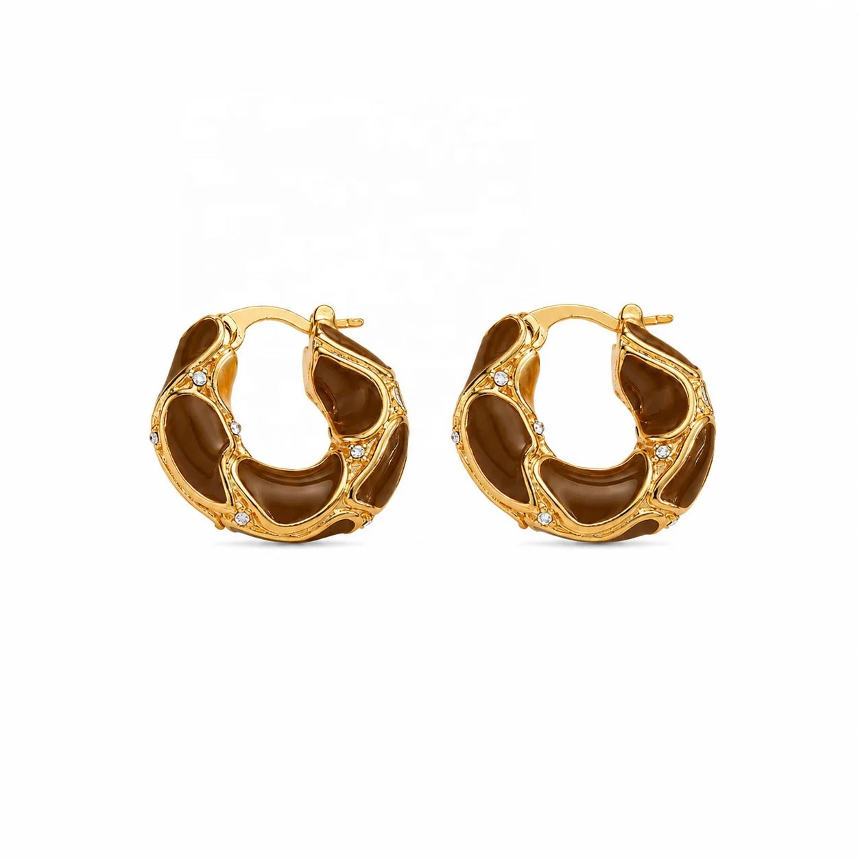 Female Red Brown Simple Elegant Fashion Hoop Earring Factory Price Low MOQ in Stock Trendy Vintage Jewelry for Women Daily Use