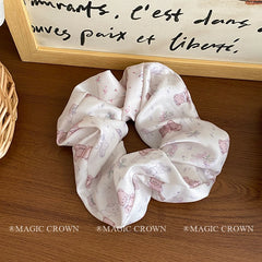 Large Bear Print Hair Ties Scrunchies High Elasticity Cute Creative Vintage Design Stylish Hair Accessories for Women's Daily