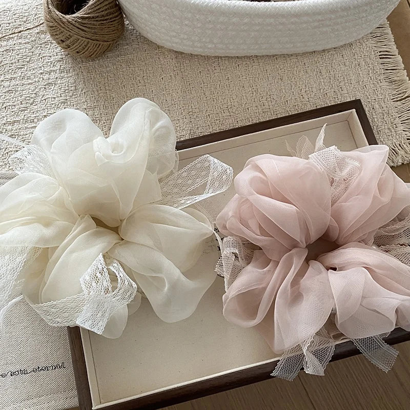 Fashion Elegant Ribbon Sweet Scrunchies for Girls Trendy French Style Hair Ties for Women Ladies Hair Accessories in Stock