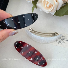 Vintage Stylish Acetate Hair Snap Clips for Girls Solid Color Sequined Glitter Hair Accessories for Women Ladies Elegant Fashion