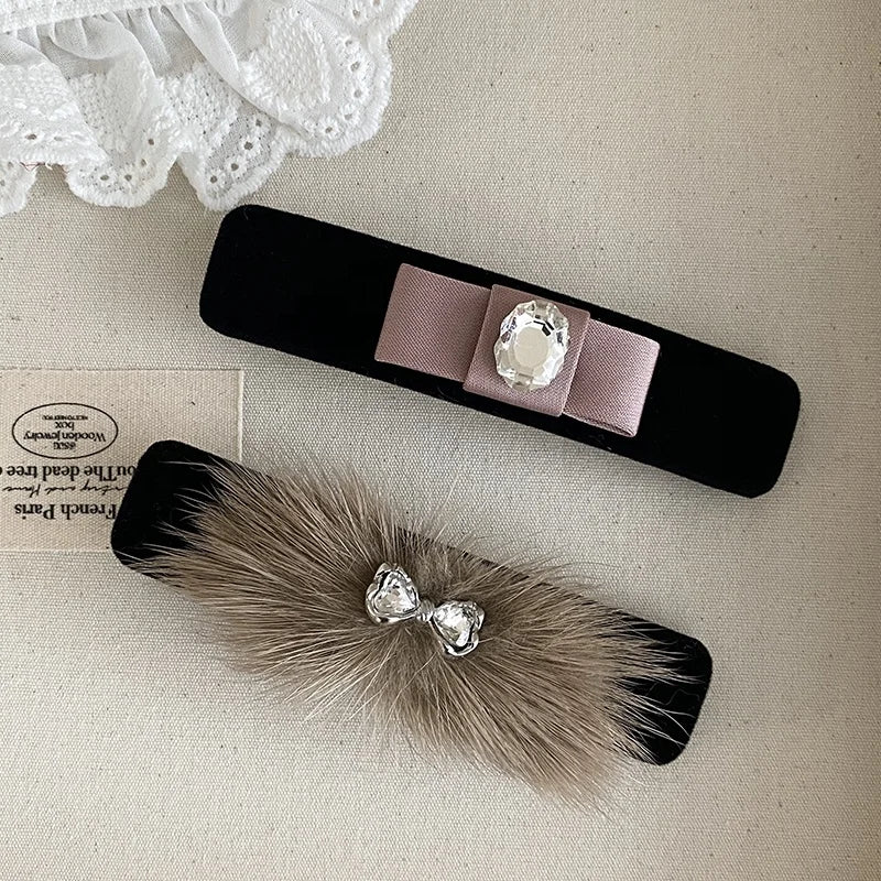 Fashion Simple Elegant Hair Clips for Girls French Style Graceful Glitter Bowknot Barrettes for Women Ladies Hair Accessories