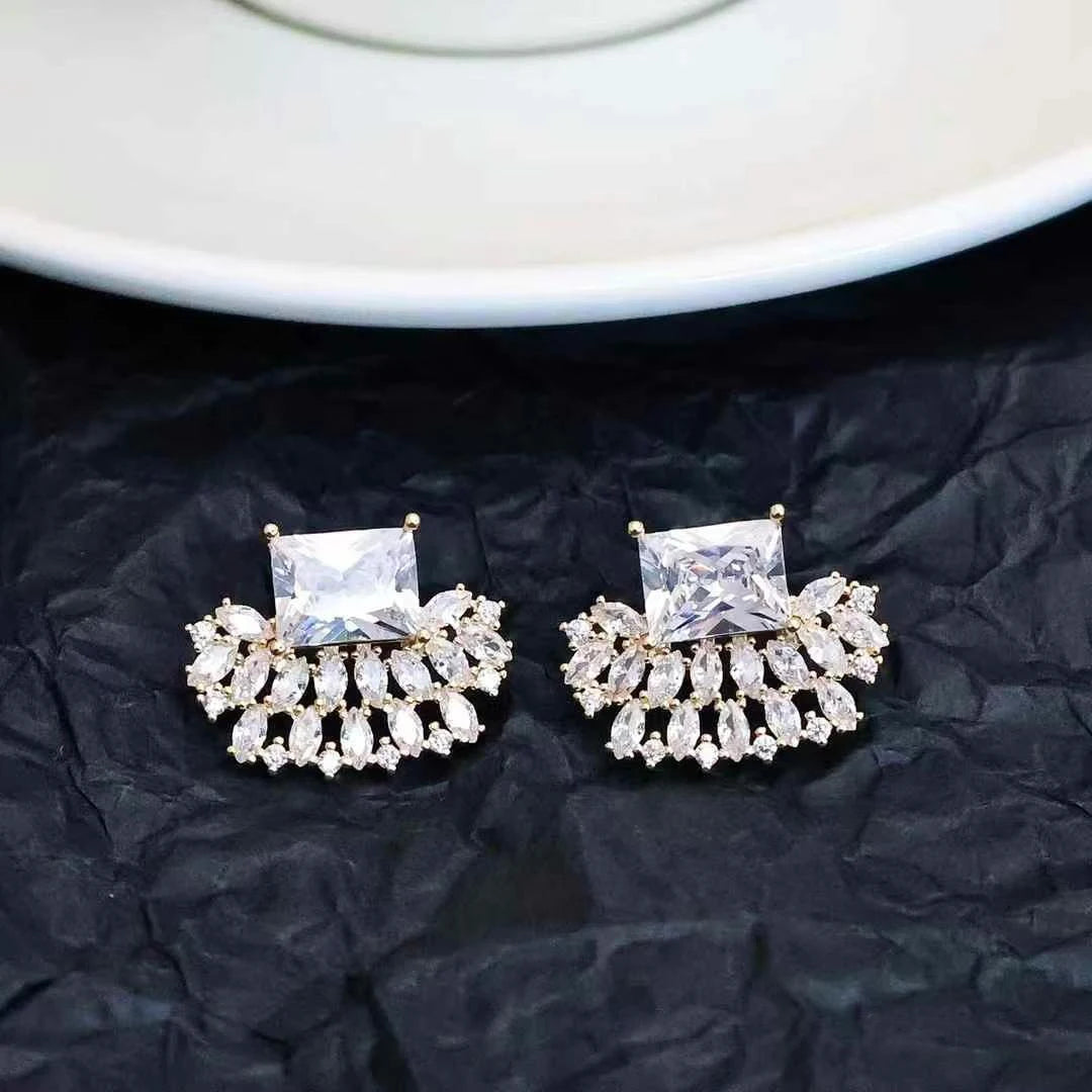 Glitter Luxury Trendy Exaggerated Drop Earrings for Girls Sweet Elegant Flower Floral Jewelry for Women Ladies Accessories