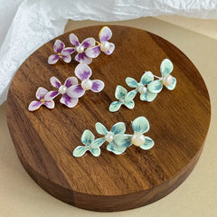 Girls Flower Freshwater Pearl S925 Silver 18k Gold-plated Green Purple Earring Factory Price Low MOQ Trendy Jewelry for Daily