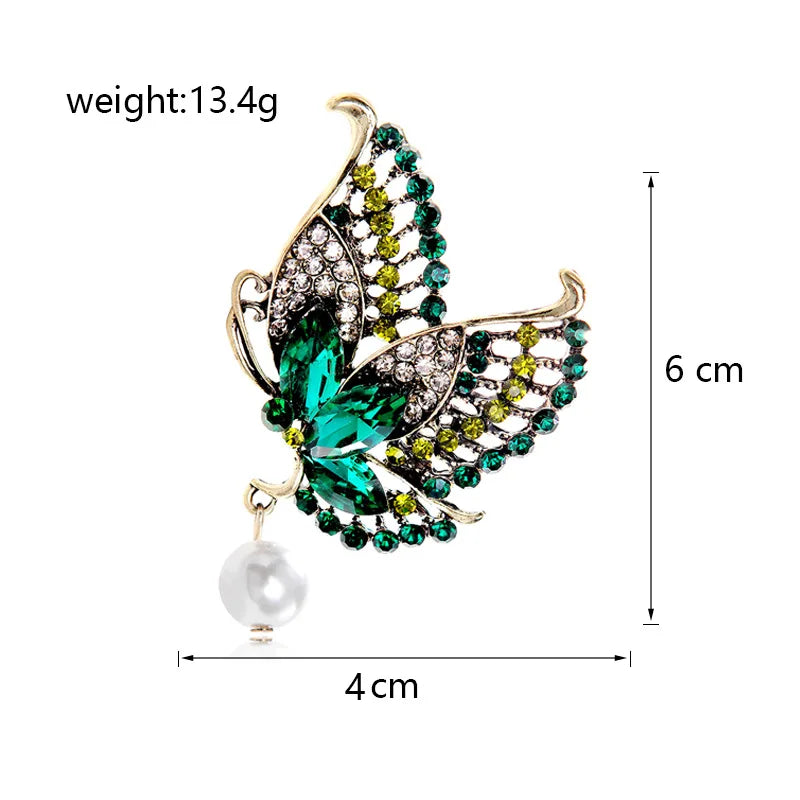 Fashion Butterfly Glitter Rhinestone Sweet Brooches for Girls Trendy Elegant Pins Jewelry for Women Ladies Accessories Wholesale