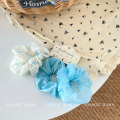 Kids Solid Color Flower Plaid Ponytail Holder Medium Hair Ties Fashion Elegant in Stock Scrunchies Accessories for Children Use