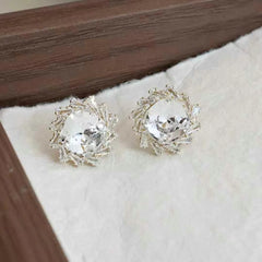 Simple Classic Rhinestone Charms Glitter Stud Earrings for Girls Elegant Sweet Jewellry for Women Ladies Bijuterias Wholesale