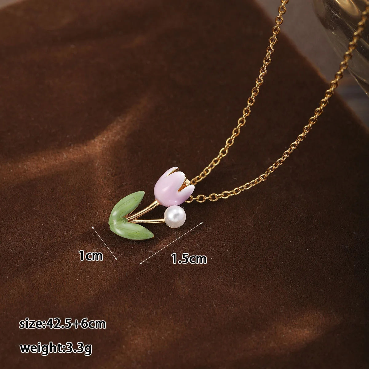 Fashion Copper 18K Gold Plated Glass Pearl Flower Pendent Necklaces for Girls Sweet Jewelry for Women Ladies Wholesale Low MOQ