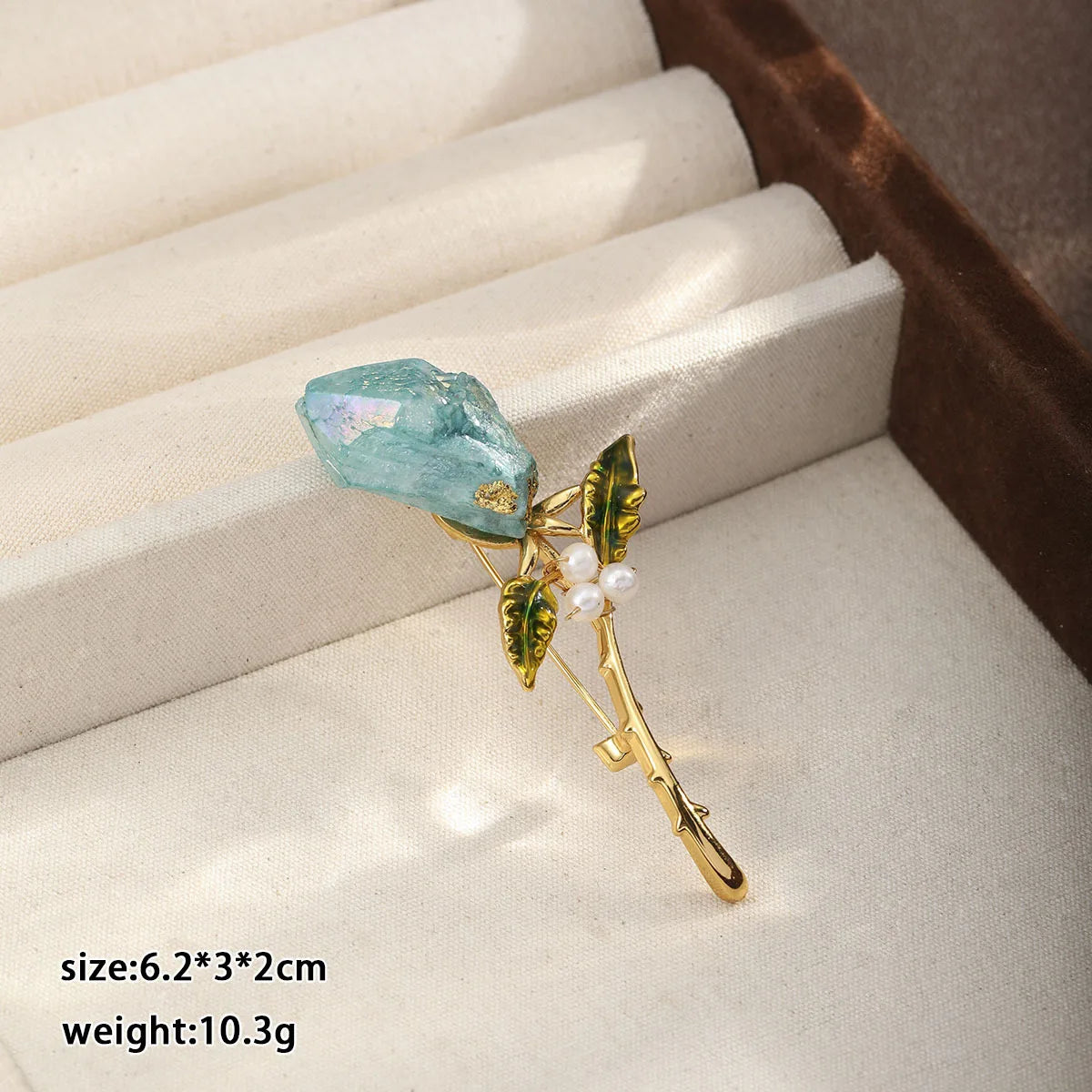 Fashion Blue Crystal Flower Freshwater Pearl Copper 18K Gold Plated Brooches for Girls Elegant Jewelry for Women Lady Wholesale