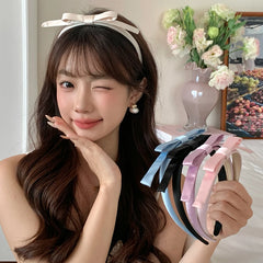 Classic Solid Color Bowknot Head Band for Girls Fashion Sweet Trendy Cute Elegant Hair Band for Women Ladies Hair Accessories