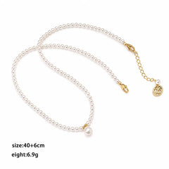 Fashion Simple Classic Minimalistic Glass Pearl Necklaces for Girls Trendy Stylish Jewelry for Women Ladies Wholesale Bulk