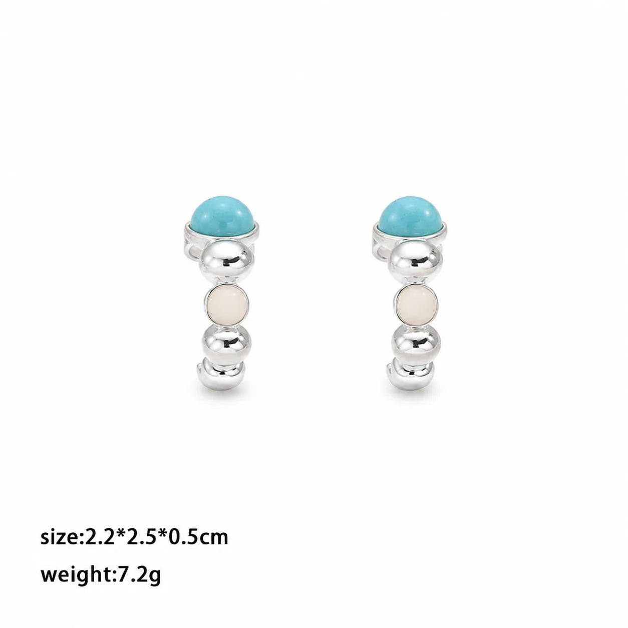 Fashion Tiger Eye Stone Turquoise Copper Hoop Earrings for Girls Simple Trendy Jewelry for Women Ladies Wholesale China Factory