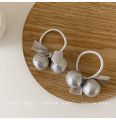 Mini Bowknot Balls Hair Ties for Girls Solid Color Simple Cute Scunchies Party Style Hair Accessories for Kids and Children
