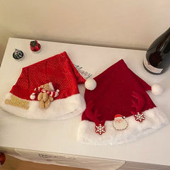 Female Christmas Festival Celebration Solid Color Large Fashion Classic Animals White Red Warm in Stock Christmas Hat Accessory