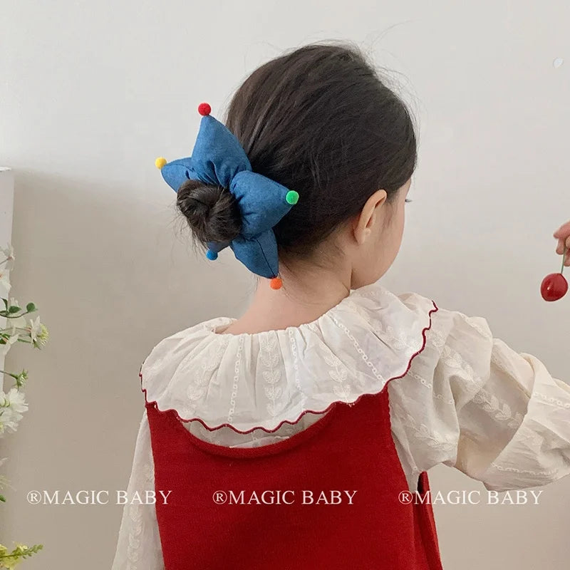 Fashion Star Polka Dot Scrunchies for Baby Girls Cute Kawaii Plaid Stripe Hair Ties for Kids Children Hair Accessories in Stock
