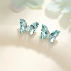 Fashion Glitter Butterfly Rhinestone Jewelry for Girls Luxurious Fine Earring Stud for Women Ladies Accessories in Stock Chic