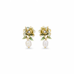 Women Flower 0.03cm Imitation Pearl Necklace Freshwater Pearl Pendant 18k Gold-plated S925 Silver Zircon in Stock Daily Earring