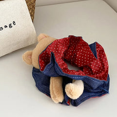 Fashion Animals Bear Polka Dot Scrunchies for Baby Girls Cute Sweet Hair Ties for Kids Children Hair Accessories in Stock