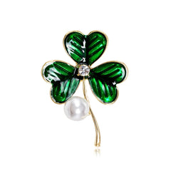 Fashion Sweet Elegant Trendy Clover Plants Brooches for Girls Luxury Glitter Cute Jewelry for Women Ladies Accessories Female
