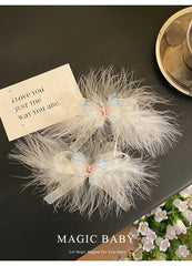 Luxurious Baby Girls Hair Clips Sweet Bowknot Feather Style Cute Princess Alligators Alloy Fabric Hair Accessories for Party