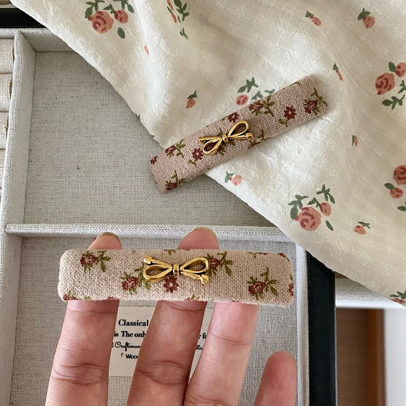 Vintage Gold Bow-shaped Floral Hair Clips for Women Trendy Chic Elegant Fringe Hairpin Autumn Winter Hair Accessories Wholesale