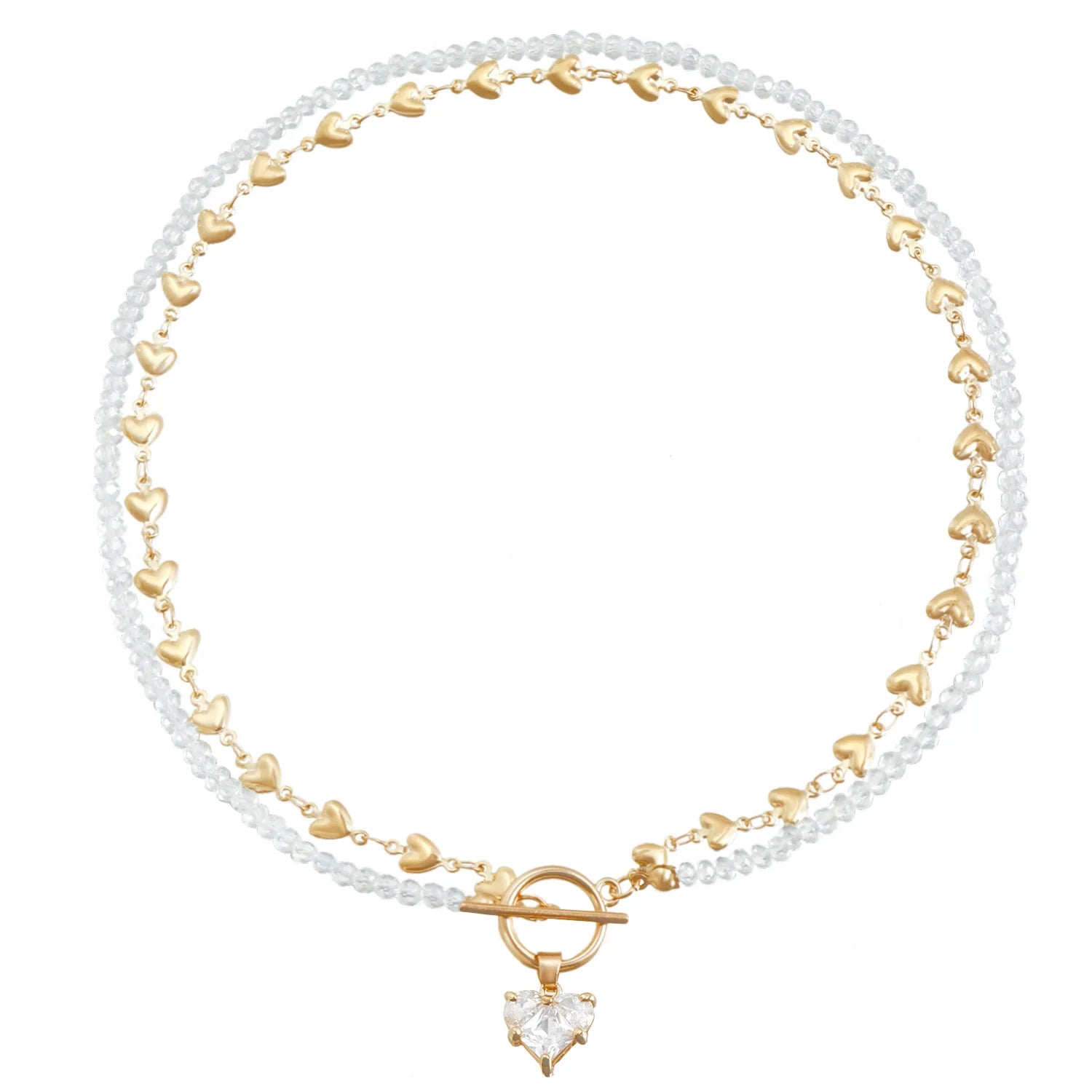 Fashion Beaded Heart Shaped Necklaces for Girls Sweet Cute Glamorous Jewellry for Women Ladies Accessories Chinese Supplier