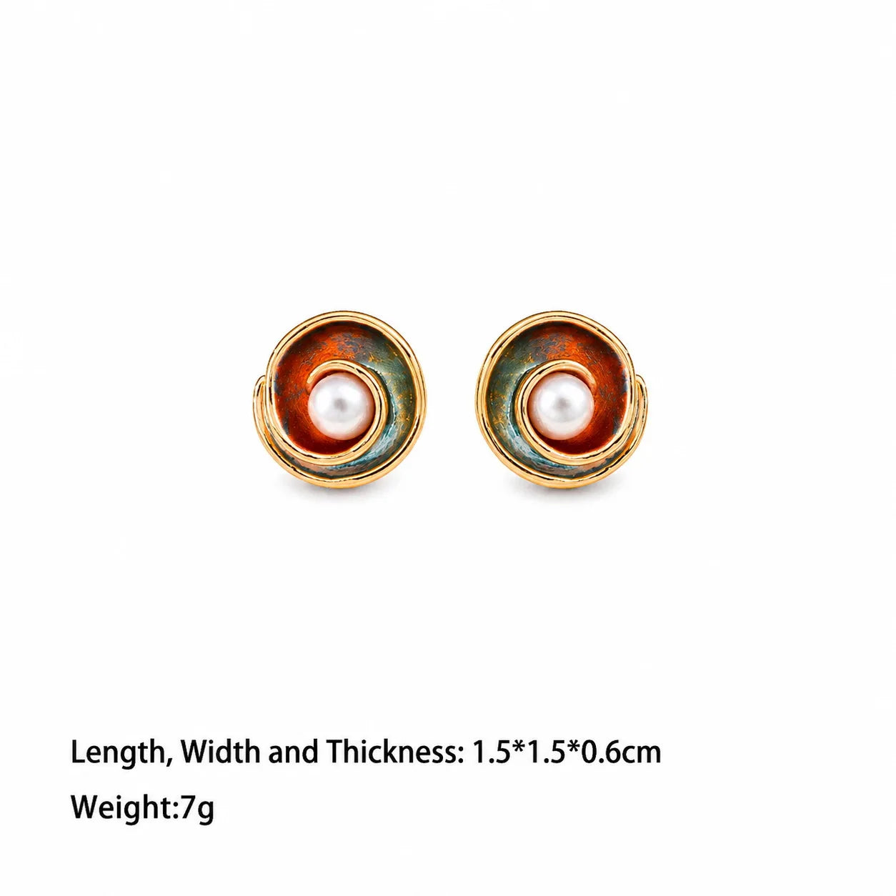 Fashion S925 Silver Freshwater Pearl Copper 18K Gold Plated Hand-Painted Stud Earrings for Girls Jewelry for Women LadyWholesale