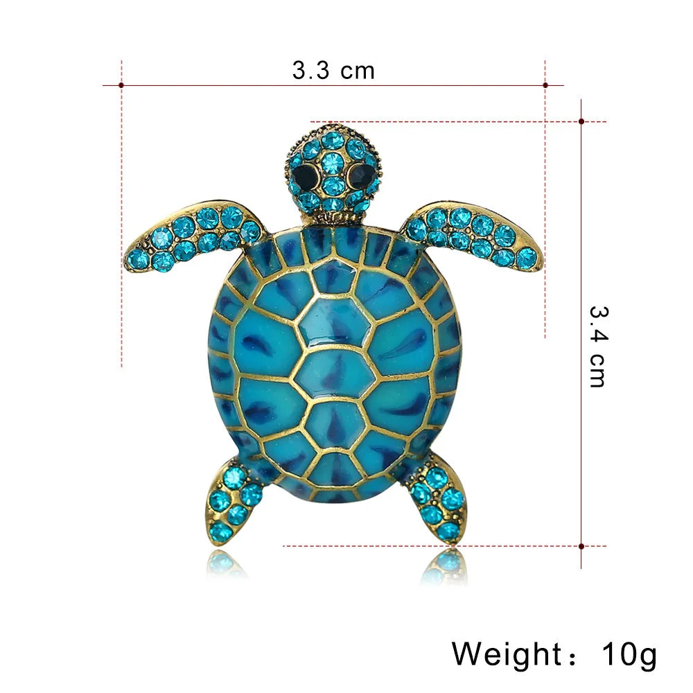Fashion Trendy Glitter Tortoise Animals Brooches for Girls Sweet Stylish Pins Jewelry for Women Ladies Accessories Wholesale