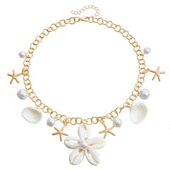 Fashion Beach Flower Shell Boho Necklaces for Girls Sweet Earrings for Women Ladies Jewelry Sets Suits Accessories Wholesale