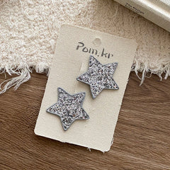 Solid Color Glitter Alloy Hair Clips for Kids Cute 5cm Snap Hair Accessories Fashionable and Sweet for Baby Girls Teens