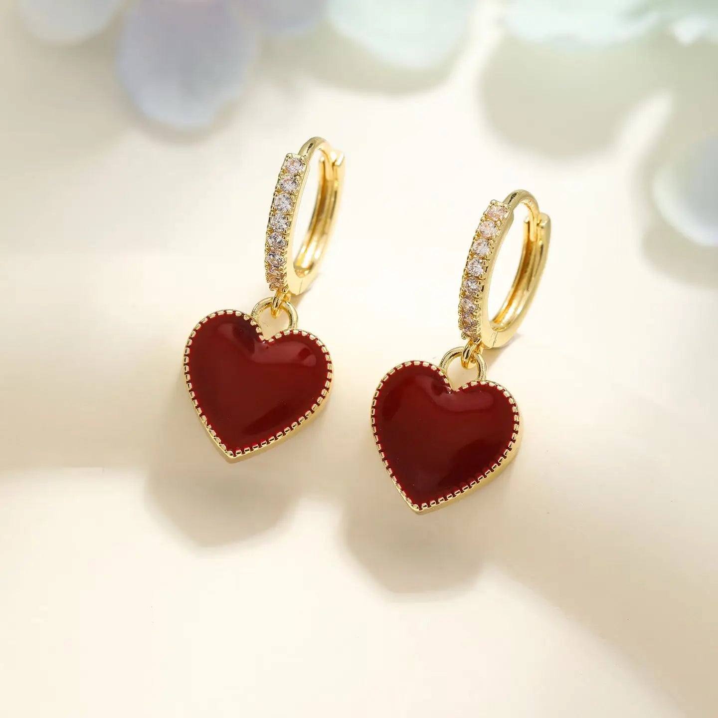 Fashion Elegant Vintabge Flowers Rose Drop Earrings for Girls Sweet Heart Shaped Jewelry for Women Ladies Accessories Wholesale