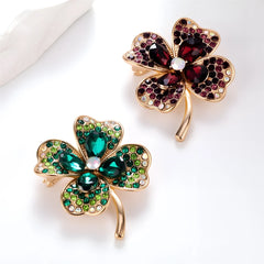 Personalized Design Four-leaf Clover Brooches for Girls Sweet Dainty Glamorous Pins Jewelry for Women Lady Accessories Hot Sale