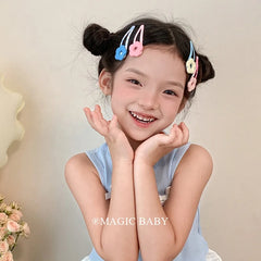 Minimalistic Plaid Flower Snap Hair Clips for Baby Girls Cute Sweet Kids Hair Accessories Made of Alloy Stock