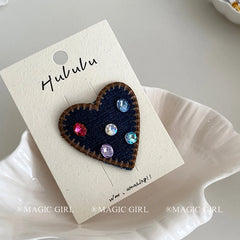 Female Rhinestone Heart Shape Snap Clips Elegant Fashion Glitter in Stock Hairpins Clamps Accessories for Women Daily Office