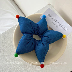 Women 2025 Hot Sale Star Shape Solid Color Scrunchies Fashion Elegant New Design Bulk Order in Stock Daily Hair Ties Accessories