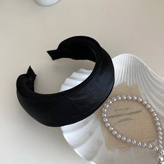 Female Solid Colored Wide Large Headbands Fashion Graceful Vintage Glossy Customized in Stock Hairbands Accessories for Women