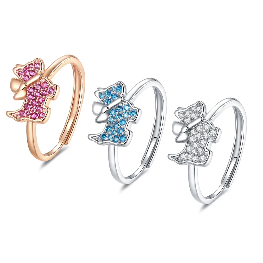 Hot Sale Shining Zircon-inlaid Cute Puppy Rings Women's Simple Fashionable Adjustive Rings Trendy Jewelry Accessories Wholesale