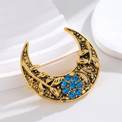 Fashion Glitter Moon Sparkle Vintage Dainty Brooches for Girls Elegant Retro Pins Jewelry for Women Ladies Accessories Wholesale