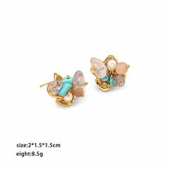 Girls Sweet Elegant Crystal Blue Turquoise Stud Earring Green Purple Fashion Charms Glamorous in Stock Jewelry for Women Causal