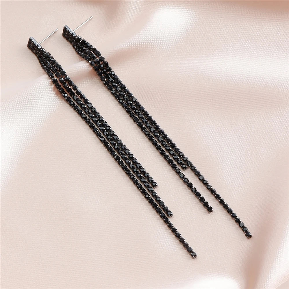 Fashion Simple Spicy Elegant Tassel Luxury Drop Earrings for Girls Glamorous Parties Jewellry for Women Ladies Accessories