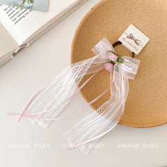 Sweet Ribbon Flower High Elastic Scrunchies for Baby Girls Cute Fashion Hair Ties for Kids Children Hair Accessories in Stock