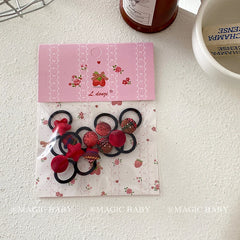Fashion Heart Shaped Plaid Scrunchies for Baby Girls Mini Simple Sweet Cute Hair Ties for Kids Child Hair Accessories in Stock
