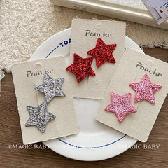 Solid Color Glitter Alloy Hair Clips for Kids Cute 5cm Snap Hair Accessories Fashionable and Sweet for Baby Girls Teens