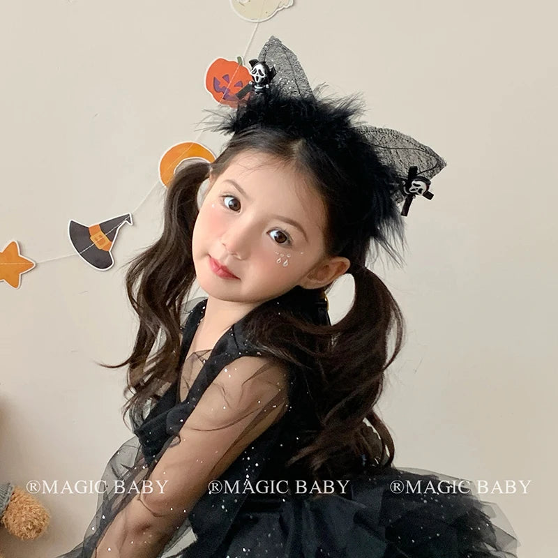 Halloween Headband for Kids Cat Rabbit Rose Skull Spooky Cute Hairband Children Costume Party Hair Accessories Trick or Treat