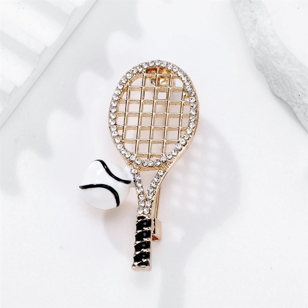 Fashion Trendy Sports Tennis Brooches for Girls Sweet Glamorous Charms Stylish Pins Jewelry for Women Ladies Man Accessories